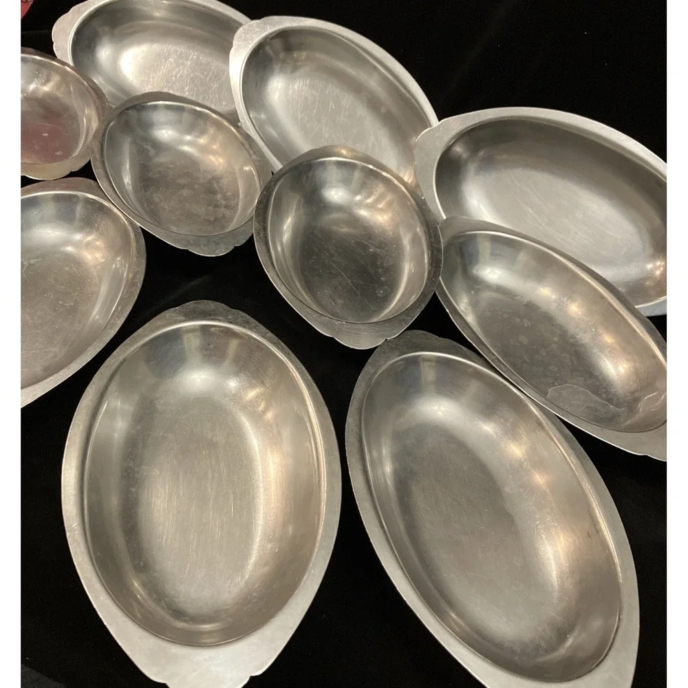 Lot of 11 Oblong Oval Stainless Steel Serving Trays Bowls Brand Ware Japan VTG